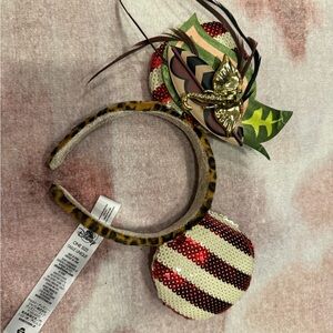 Disney Leopard Print Headband with Red and Gold Details